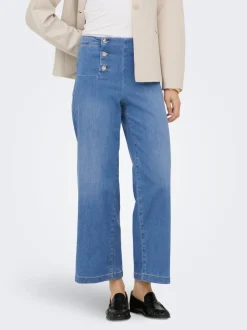 ONLNEW Høj talje Bred pasform - beskåret Cropped Jeans Dame Jeans|Jeans
