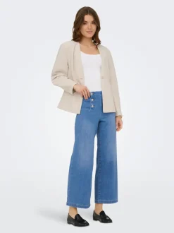 ONLNEW Høj talje Bred pasform - beskåret Cropped Jeans Dame Jeans|Jeans