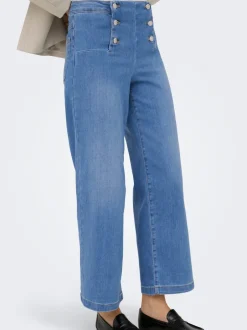 ONLNEW Høj talje Bred pasform - beskåret Cropped Jeans Dame Jeans|Jeans