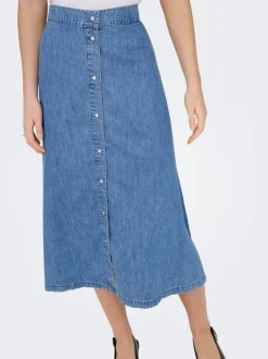 Hot ONLNOEMI Denim-nederdel Midinederdel Dame Nederdele|Denimnederdele