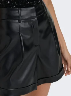 New ONLODA Mellemhøj talje Regular fit Imiterede lædershorts Dame Shorts