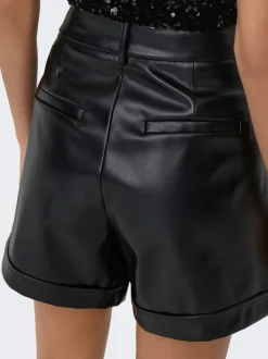 New ONLODA Mellemhøj talje Regular fit Imiterede lædershorts Dame Shorts
