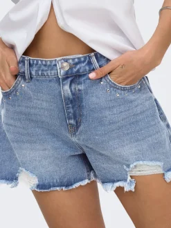 Best ONLPACY Høj talje Regular fit Denim-shorts Dame Shorts|Double Denim
