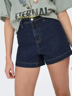 Best ONLPARIS Høj talje Regular fit Denim-shorts Dame Shorts|Double Denim