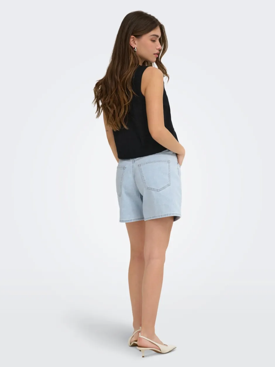 Outlet ONLPHINE Høj talje Regular fit Denim-shorts Dame Shorts|Double Denim