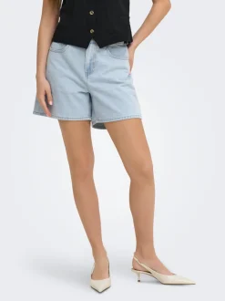 Outlet ONLPHINE Høj talje Regular fit Denim-shorts Dame Shorts|Double Denim