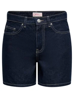 Outlet ONLPHINE Høj talje Regular fit Denim-shorts Dame Shorts|Double Denim