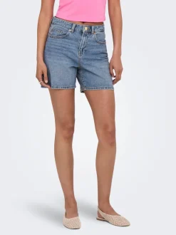Discount ONLPHINE Høj talje Regular fit Denim-shorts Dame Shorts|Double Denim
