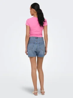 Discount ONLPHINE Høj talje Regular fit Denim-shorts Dame Shorts|Double Denim