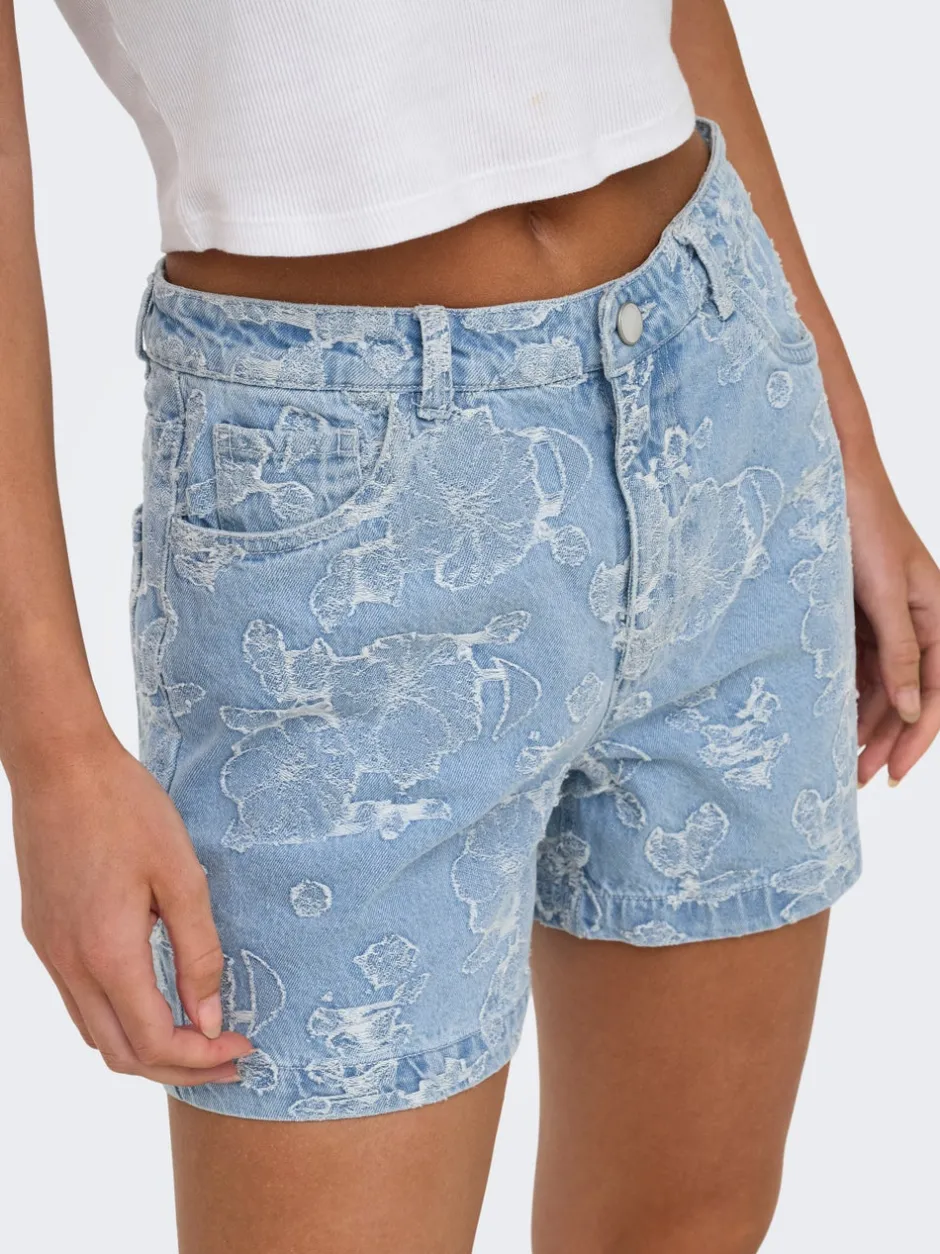 New ONLPHINE-AUDE Høj talje Regular fit Denim-shorts Dame Shorts|Double Denim