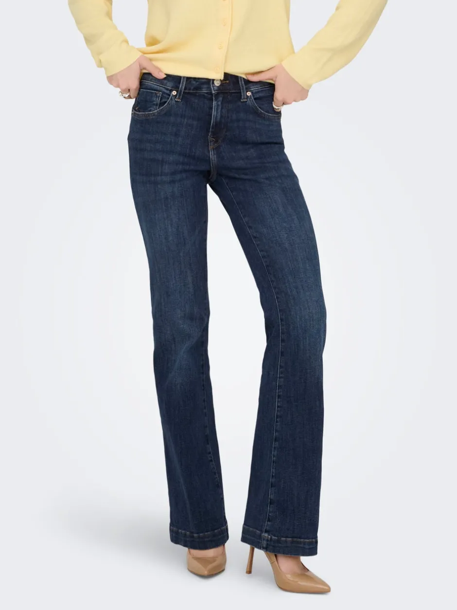 New ONLPOWER Mellemhøj talje Flared fit Jeans Dame Jeans|Jeans