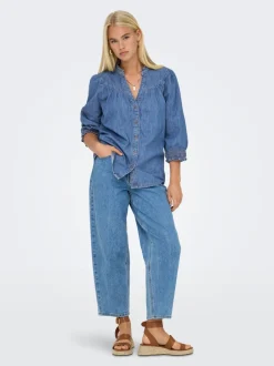 Online ONLRAYA Denim-skjorte Dame Double Denim|Skjorter