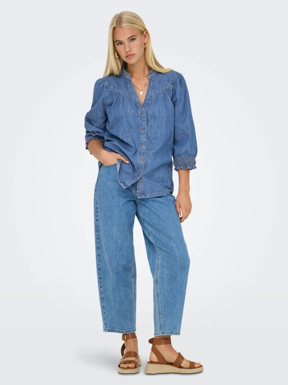 Online ONLRAYA Denim-skjorte Dame Double Denim|Skjorter