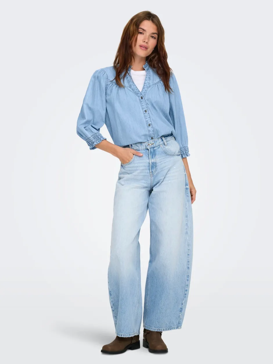ONLRAYA Denim-skjorte Dame Double Denim|Skjorter