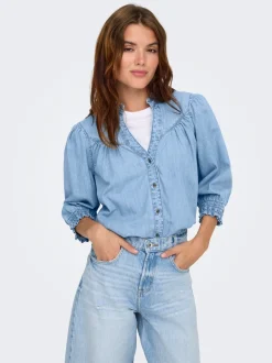 ONLRAYA Denim-skjorte Dame Double Denim|Skjorter