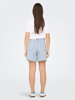 New ONLREBECCA Mellemhøj talje Regular fit Denim-shorts Dame Shorts|Double Denim