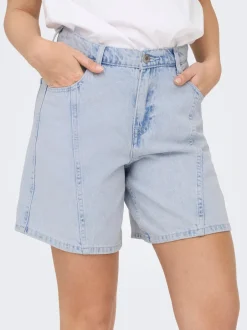 New ONLREBECCA Mellemhøj talje Regular fit Denim-shorts Dame Shorts|Double Denim