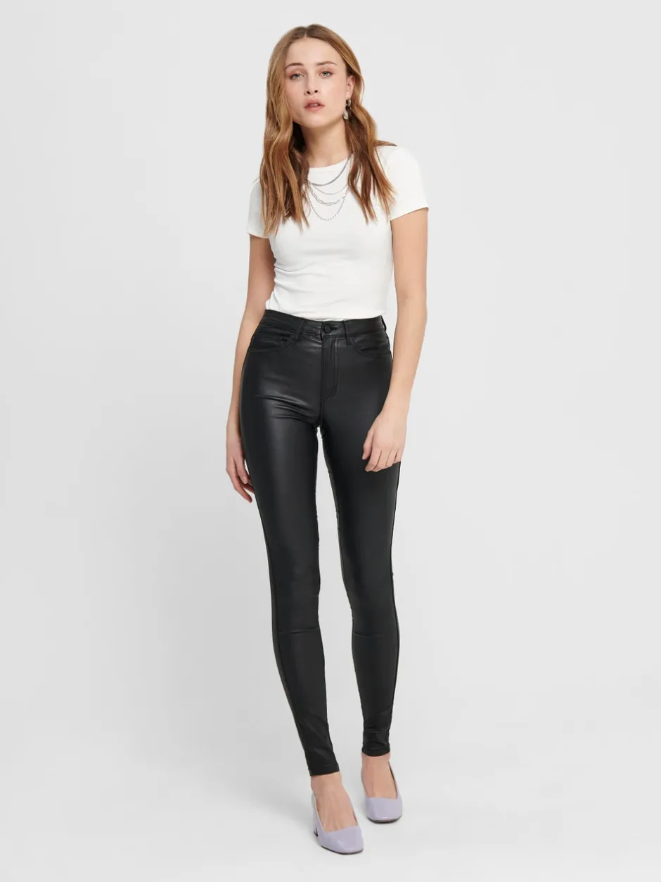 Sale ONLROYAL Skinny fit Coatede læderbukser Dame Bukser