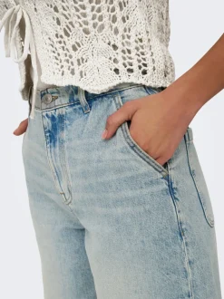 Online ONLRUTH Mellemhøj talje Loose fit Denim-shorts Dame Shorts|Double Denim