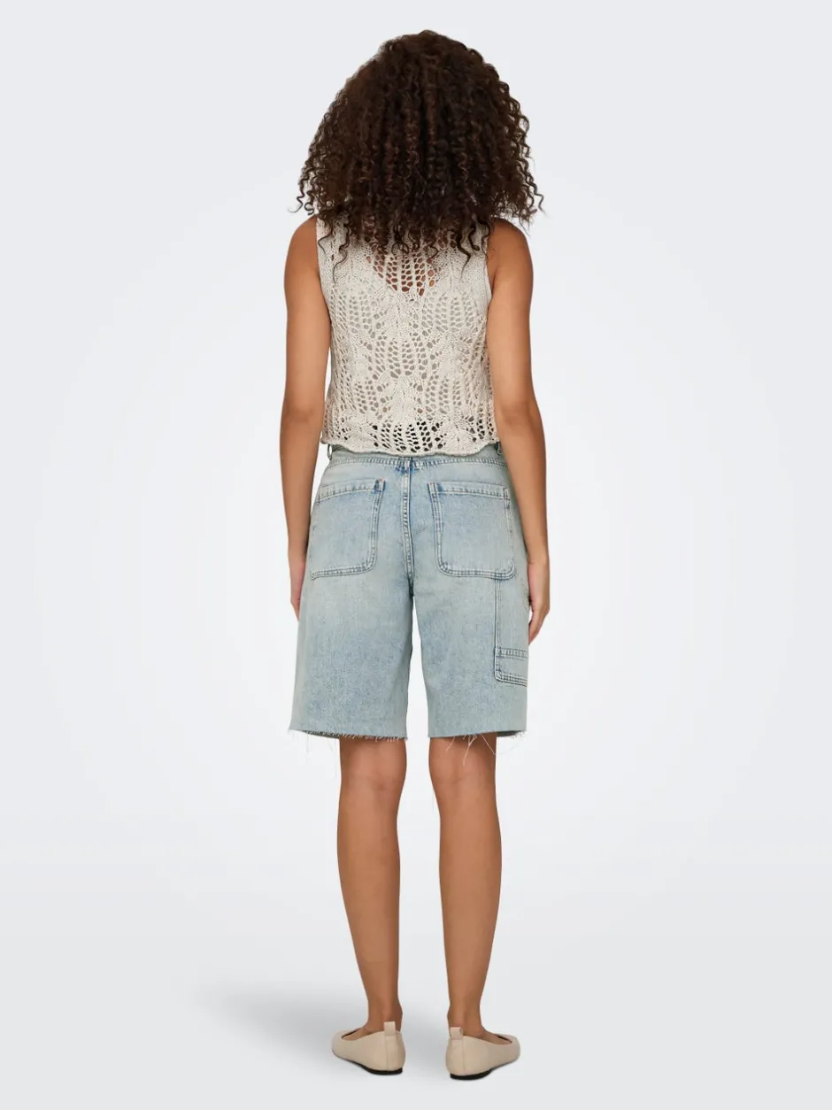 Online ONLRUTH Mellemhøj talje Loose fit Denim-shorts Dame Shorts|Double Denim