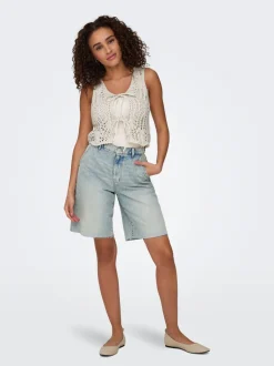 Online ONLRUTH Mellemhøj talje Loose fit Denim-shorts Dame Shorts|Double Denim