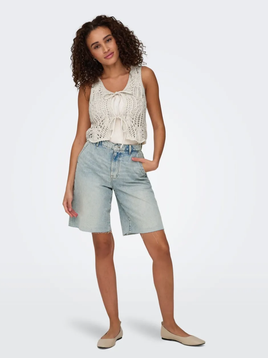 Online ONLRUTH Mellemhøj talje Loose fit Denim-shorts Dame Shorts|Double Denim