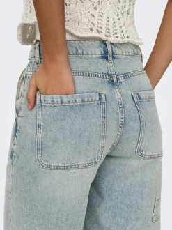 Online ONLRUTH Mellemhøj talje Loose fit Denim-shorts Dame Shorts|Double Denim