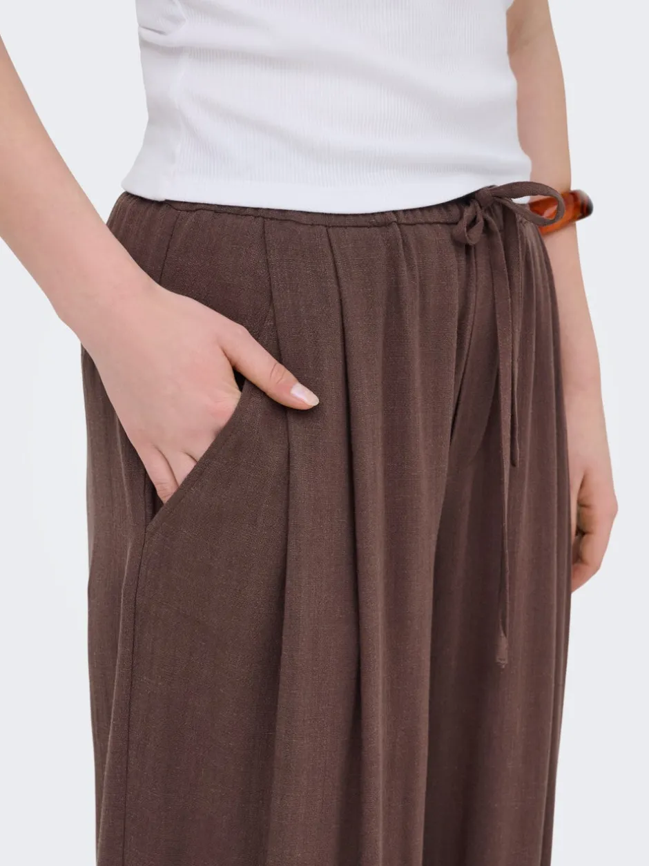 Discount ONLSIESTA Wide leg fit Hør Bukser i wide fit Dame Bukser