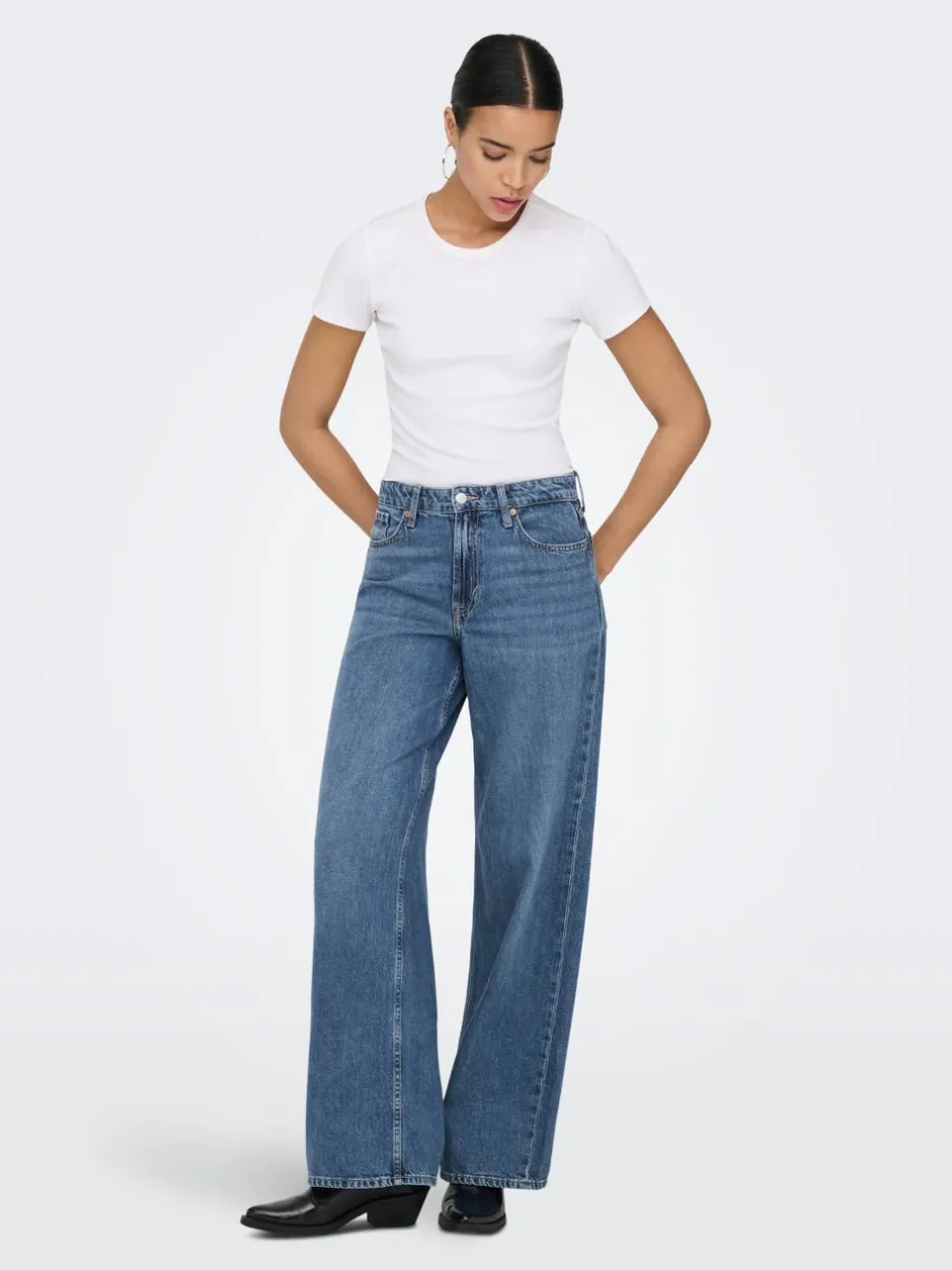 Sale ONLSILKY Høj talje Wide leg fit Jeans Dame Jeans|Jeans