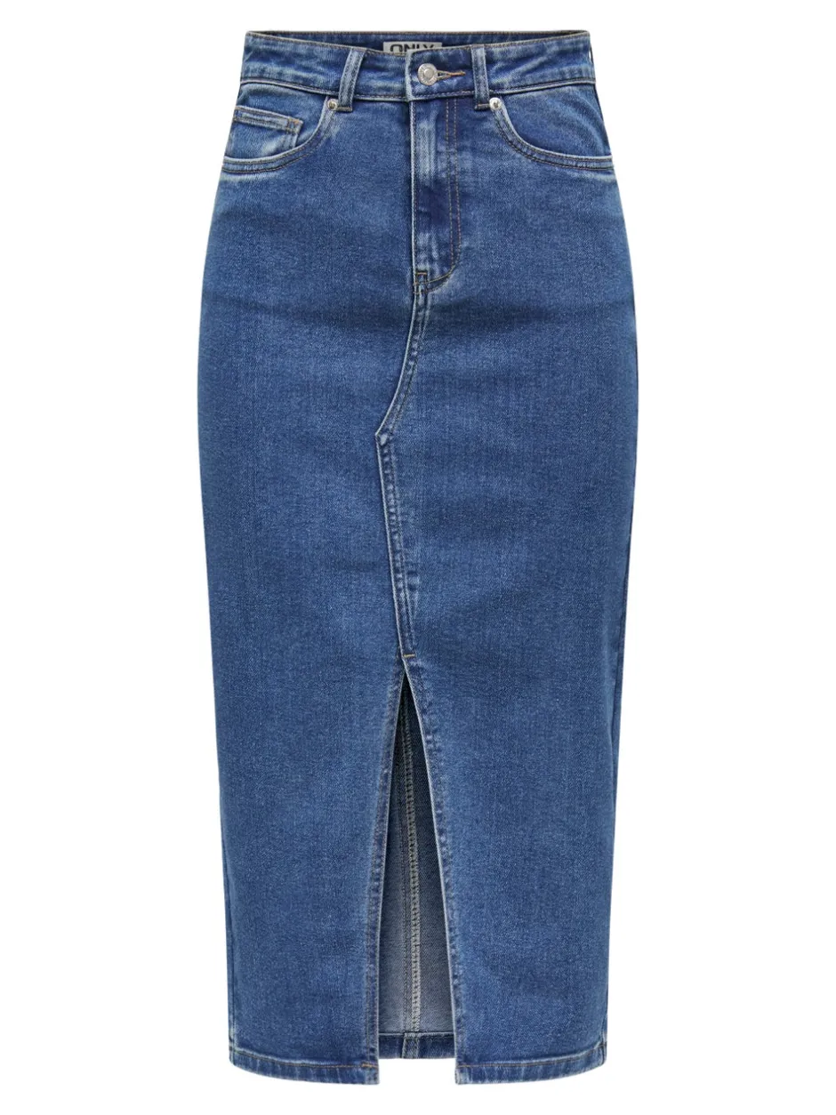 Online ONLSIRI Denim Denim-nederdel Midinederdel Dame Nederdele|Denimnederdele