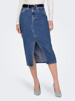 Online ONLSIRI Denim Denim-nederdel Midinederdel Dame Nederdele|Denimnederdele