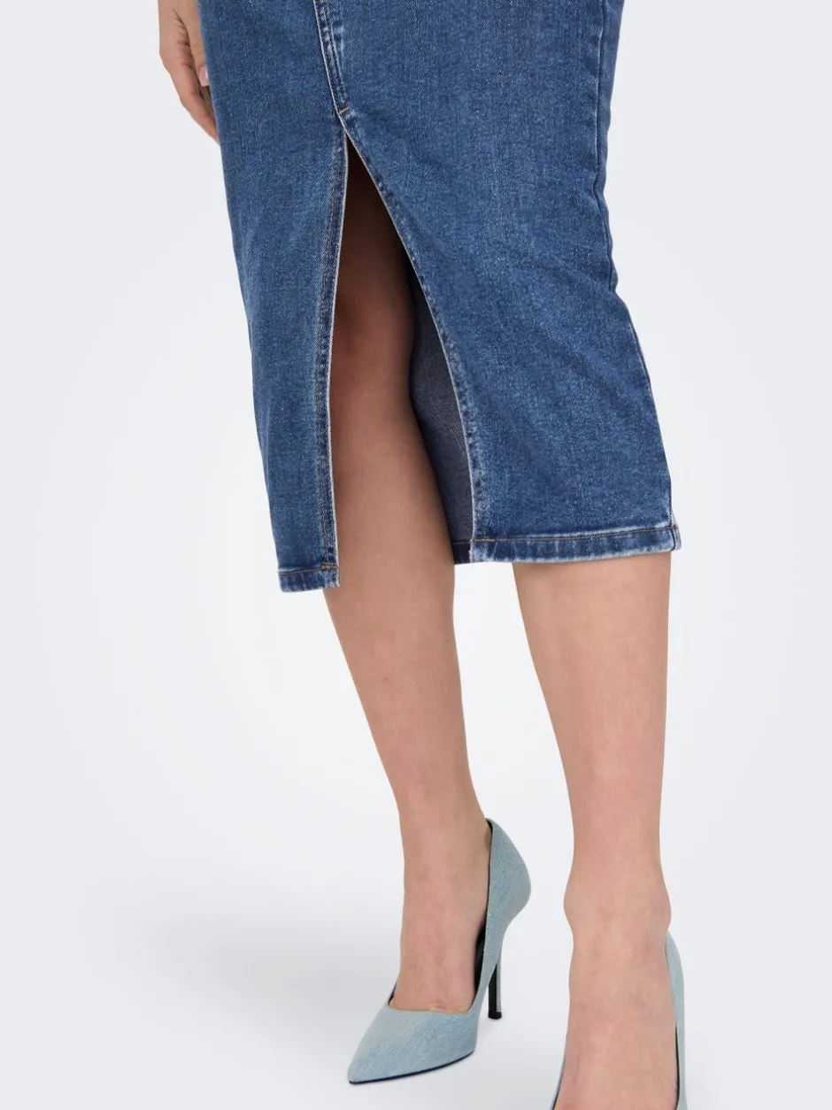 Online ONLSIRI Denim Denim-nederdel Midinederdel Dame Nederdele|Denimnederdele