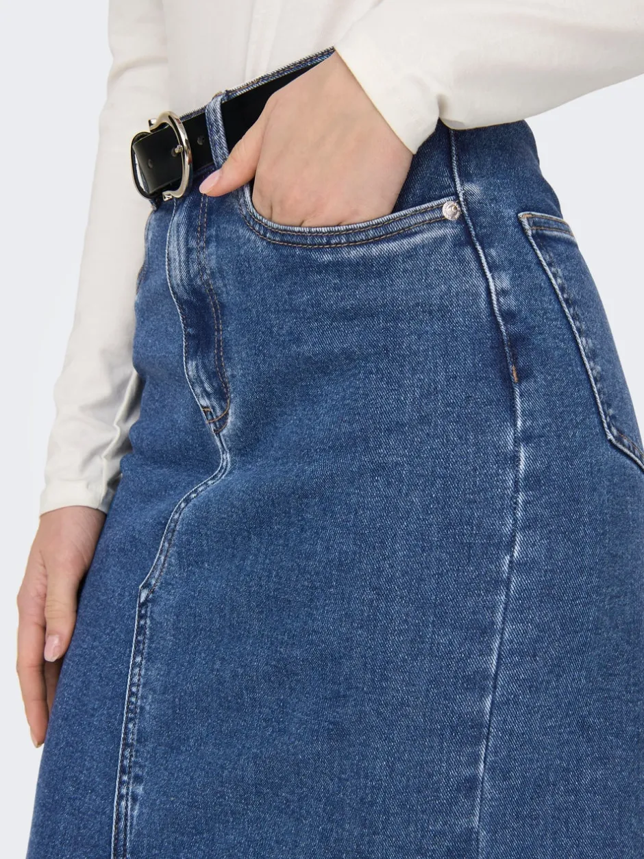 Online ONLSIRI Denim Denim-nederdel Midinederdel Dame Nederdele|Denimnederdele