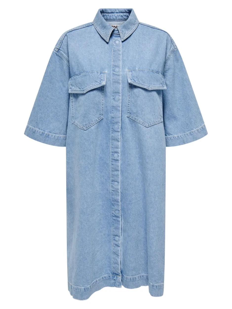 New ONLSOPHIE Kort kjole Dame Kjoler|Double Denim