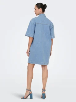 New ONLSOPHIE Kort kjole Dame Kjoler|Double Denim