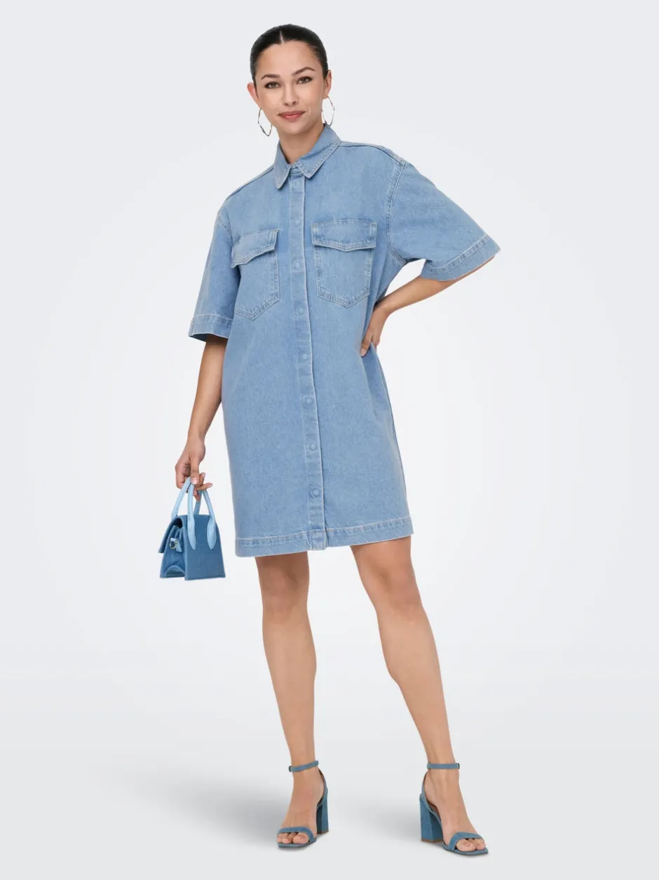 New ONLSOPHIE Kort kjole Dame Kjoler|Double Denim