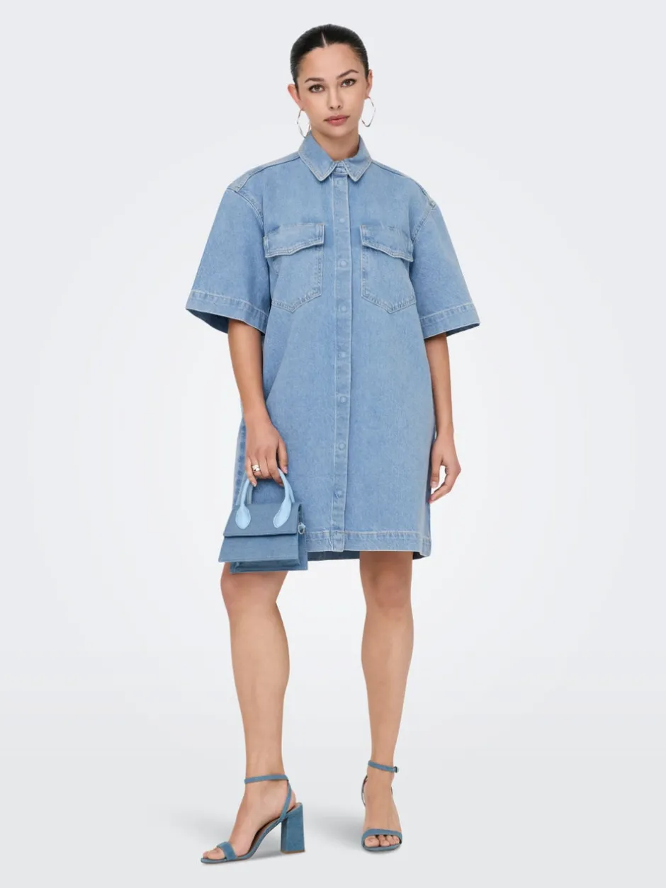 New ONLSOPHIE Kort kjole Dame Kjoler|Double Denim