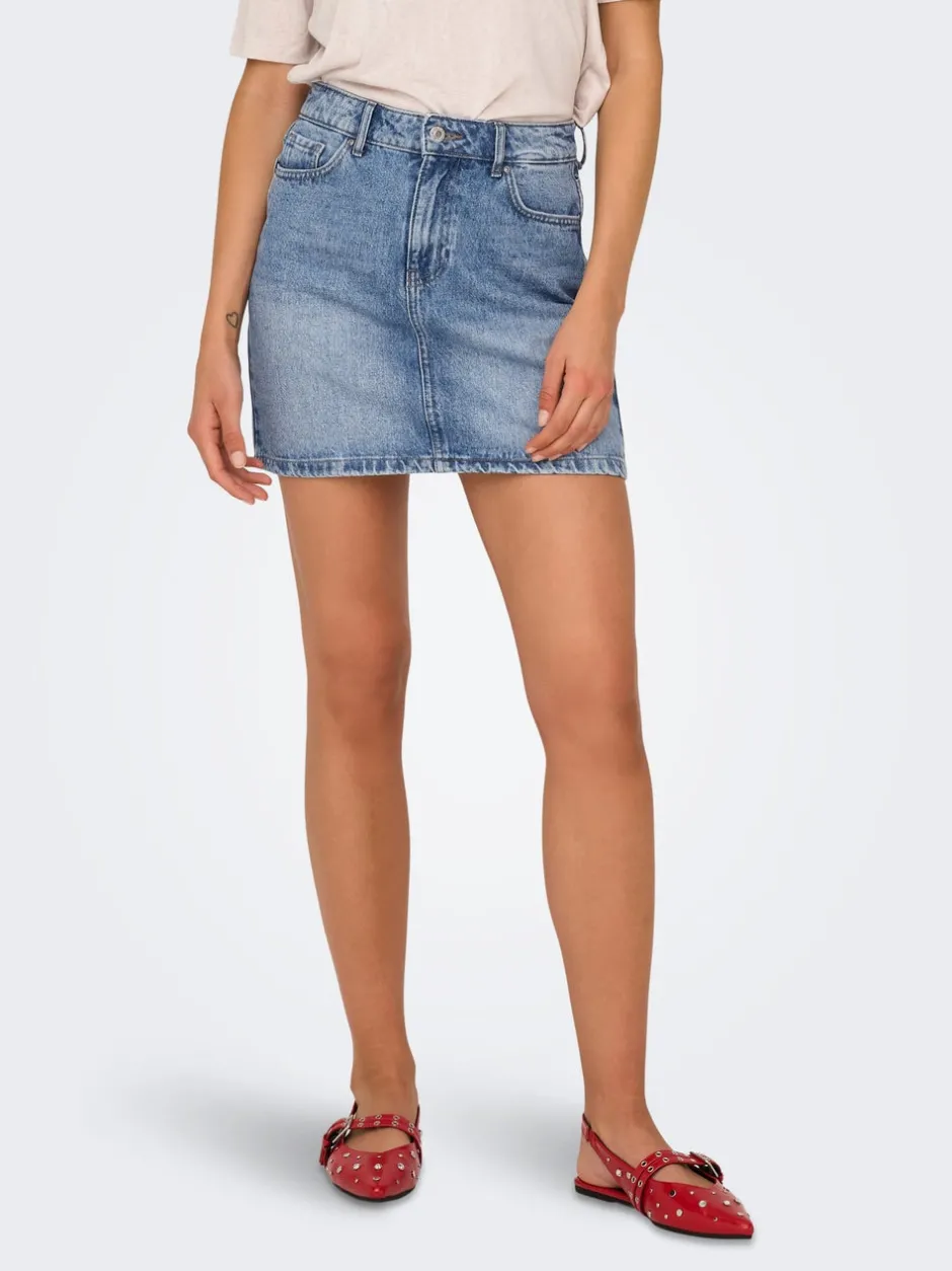 Hot ONLSTELLA Denim Denim-nederdel Kort nederdel Dame Nederdele|Denimnederdele