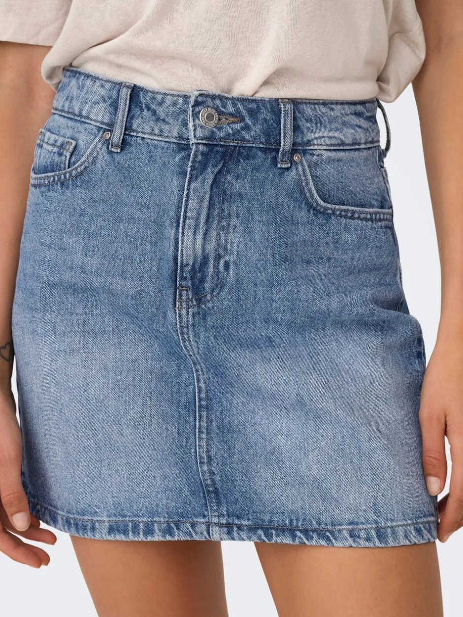 Hot ONLSTELLA Denim Denim-nederdel Kort nederdel Dame Nederdele|Denimnederdele