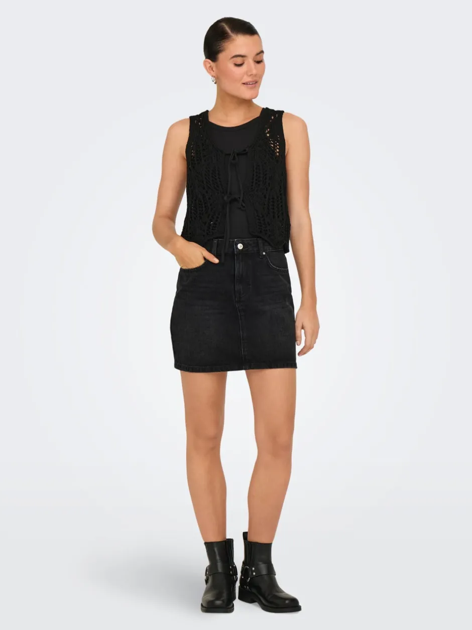Outlet ONLSTELLA Denim Denim-nederdel Kort nederdel Dame Nederdele|Denimnederdele