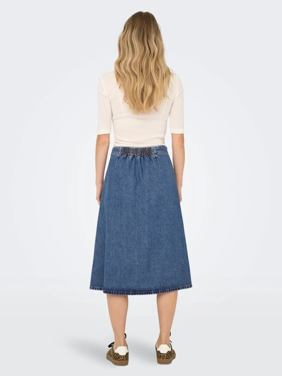 Best ONLTHEA Denim Denim-nederdel Midinederdel Dame Nederdele|Denimnederdele