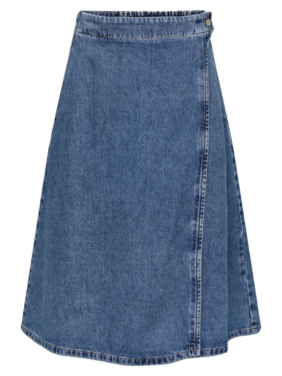 Best ONLTHEA Denim Denim-nederdel Midinederdel Dame Nederdele|Denimnederdele