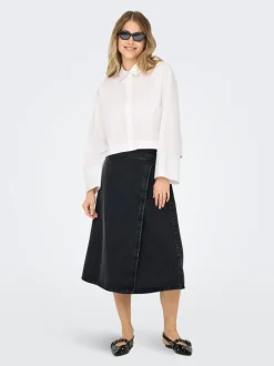 Best ONLTHEA Denim Denim-nederdel Midinederdel Dame Nederdele|Denimnederdele
