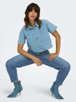 Best ONLTROY Høj talje Carrot fit Ankellængde Jeans Dame Jeans|Jeans