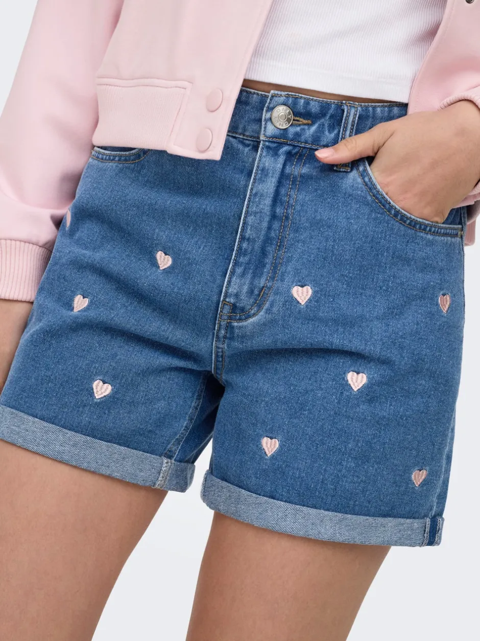 Online ONLVEGA Høj talje Mom fit Shorts Dame Shorts|Double Denim
