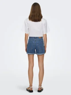 Best ONLVEGA Høj talje Regular fit Denim-shorts Dame Shorts|Double Denim