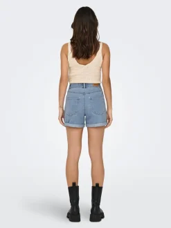 Outlet ONLVEGA Høj talje Regular fit Denim-shorts Dame Shorts|Double Denim