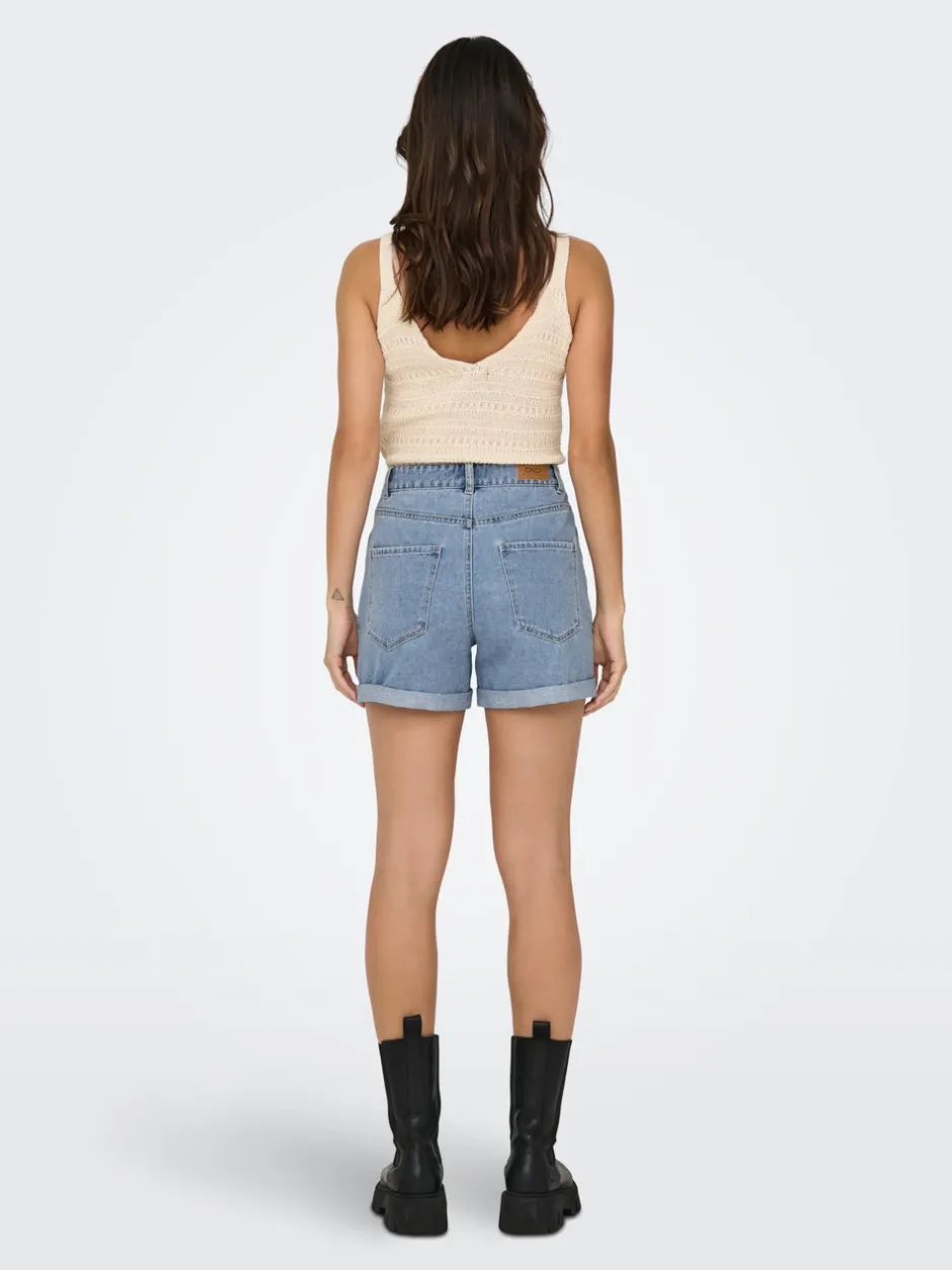Outlet ONLVEGA Høj talje Regular fit Denim-shorts Dame Shorts|Double Denim