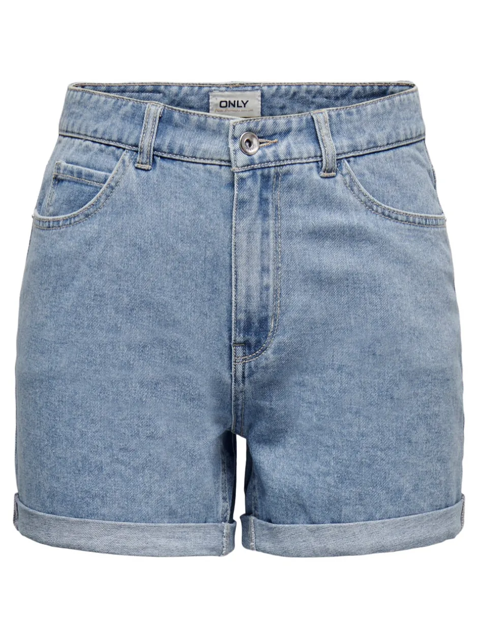 Outlet ONLVEGA Høj talje Regular fit Denim-shorts Dame Shorts|Double Denim