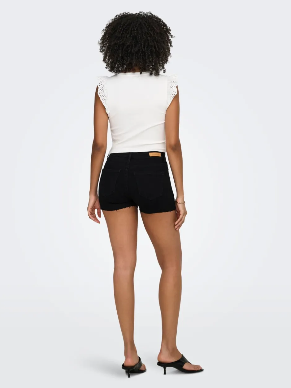 New ONLWAUW Mellemhøj talje Regular fit Denim-shorts Dame Shorts|Double Denim
